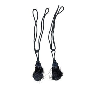 2 Black Gray White Curtain Tiebacks Tassels Set 5" Tassel